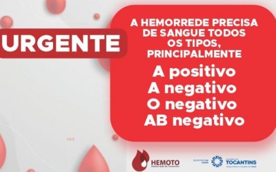 A Hemorrede Tocantins precisa urgentemente de sangue