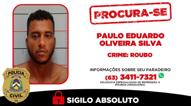 Foragido perigoso: PolÃcia procura suspeito de assaltos violentos em AraguaÃna