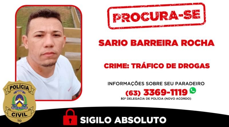 Polícia divulga cartaz de traficando procurado pela justiça