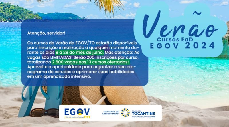 Egov/TO disponibiliza programação com cursos EAD durante o mês de julho