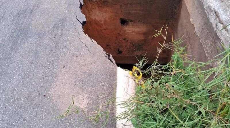 Rodovia TO ? 455 entre Lajedo e Miracema tem trecho bloqueado após surgimento de cratera