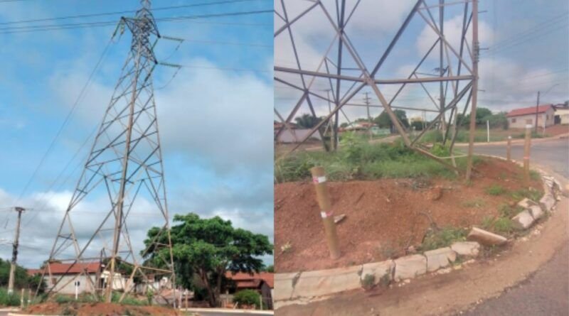 Justiça da 48h para Energisa regularizar torre de alta tensão que está escorada com postes
