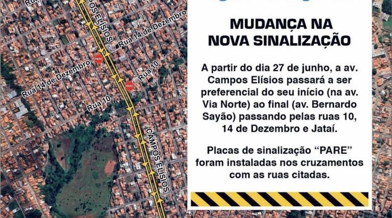 Confira as mudanças de preferencial em ruas de Araguaína