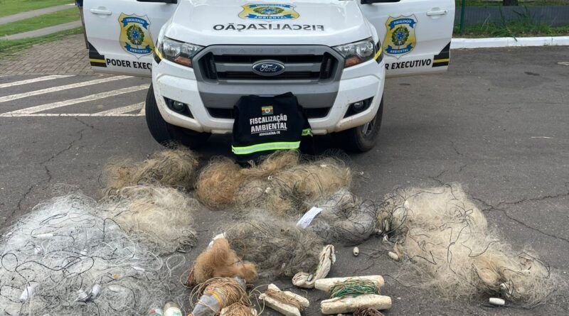 Fiscalização ambiental de Araguaína apreende quase 500 metros de rede de pesca durante a Piracema