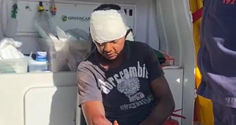 Suspeito recebe atendimento do SAMU após cair de moto