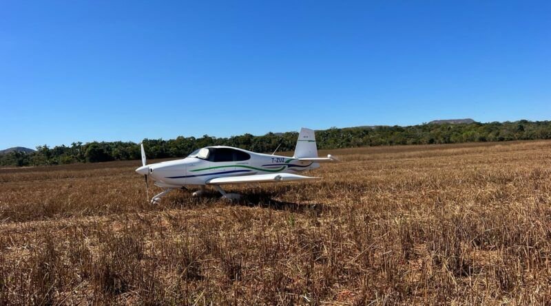 Avião roubado no Maranhão é recuperado pela PM em lavoura no interior do Tocantins