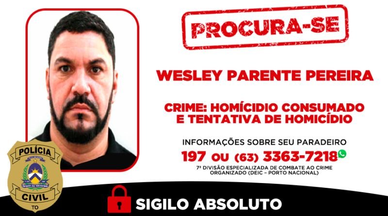 Homem investigado pelo crime de homicÃdio é procurado pela PolÃcia Civil do Tocantins